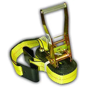 S1022 Premium Ratchet Tie Down 1 PK 2 IN. X 27 FT 3333 LBS.. Working Load 10000 LBS. Break Strength Flat-Hook Cargo Straps Perfect for Moving Appliances, Lawn Equipment and Motorcycles, Vibrant Everest Yellow