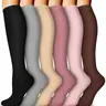 MhzyCaus 6 Pairs Compression Socks for Women, Knee High Solid Color Pack, 6 Mixed Classic Tones, Breathable Stretch Minimalist Long Socks for Daily Wear, Travel, Work, Running & Active Lifestyle