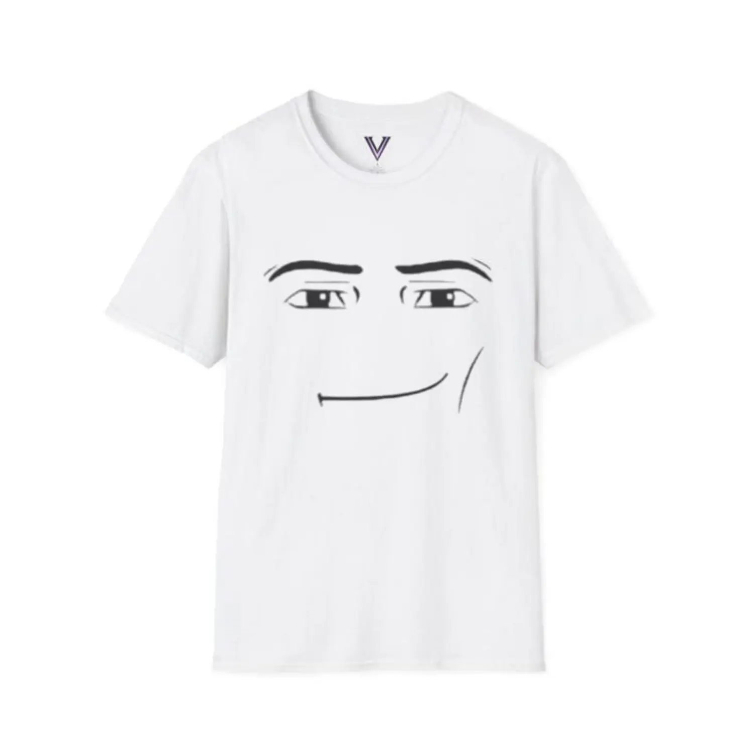 Unisex Fit Crewneck Short-Sleeve T-Shirt for Men - Roblox Minimalist Face Graphic, Sarcastic Expression, Casual Streetwear Top, Pure Cotton, Lightweight, Moisture-Wick, Stretch Fabric, Roblox Character Graphic Men's Short-Sleeve T-Shirts