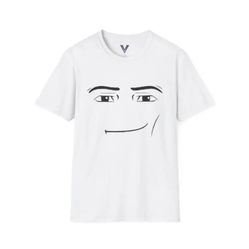 Roblox Minimalist Face Graphic T-Shirt Sarcastic Expression Tee Unisex Casual Streetwear Crewneck Short Sleeve Top For Men And Women