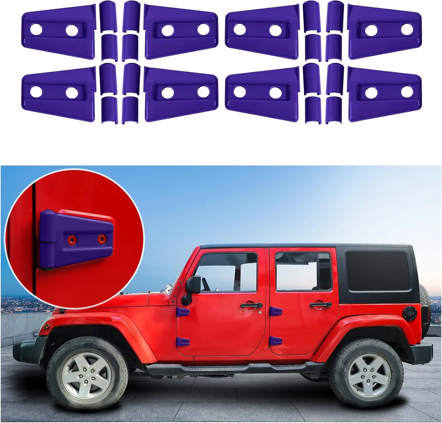 Plastic Door Hinge Cover Trim Kit for 2007-2018 Jeep Wrangler JK Unlimited Sport Sahara Freedom Rubicon 4 Door - Rustproof Exterior Decor Upgrade Parts, Scratch Guard Hinge Protectors, Jk 2007-2018