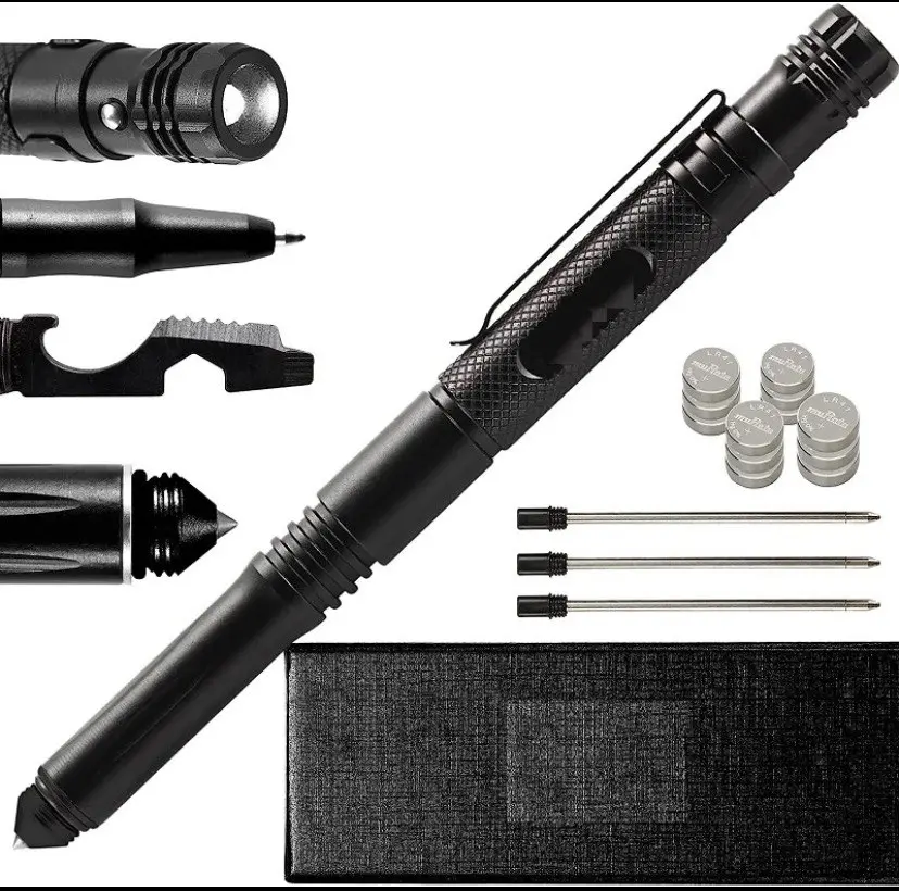 Multi Functional Pen with Flash Light, Screw Driver, Bottle Opener, Wrench, Glass Breaker