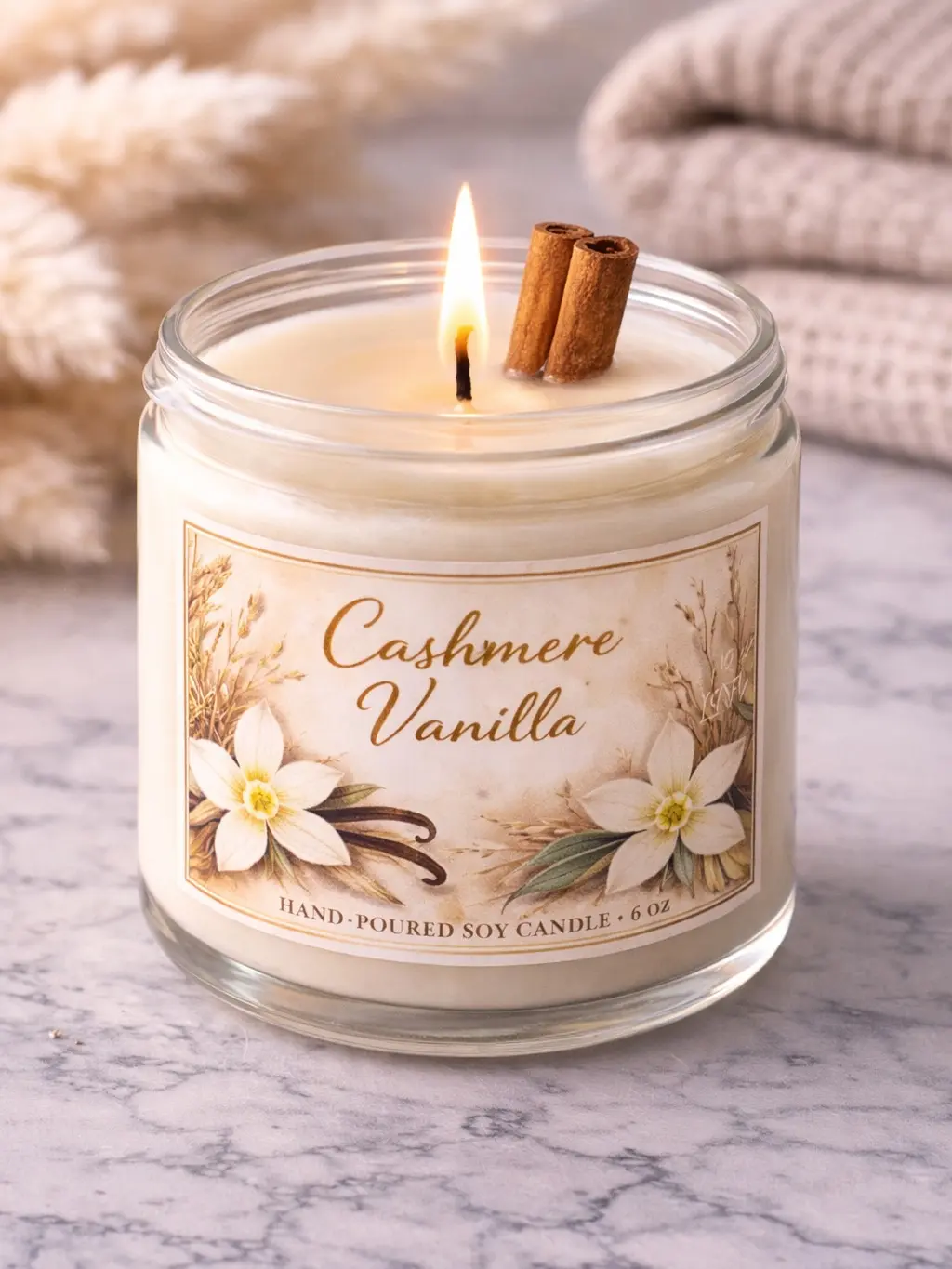 Cashmere Vanilla Candle | 6oz Handmade Soy Candle