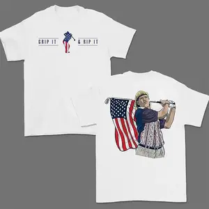 John Daly Grip It & Rip It Shirt  Funny Golf Tee 4th Of July Patriotic Golf Shirt Unisex Cotton, Golf Gift For Dad Golfer 4th Of July Outfit Men Women