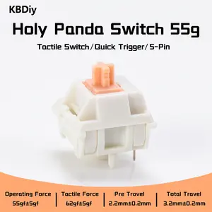 KBDiy Holy Panda 55g Keyboard Switch(35PCS),5Pin Pre Lubed Tactile Switch,Compatible for MX Mechanical Keyboard