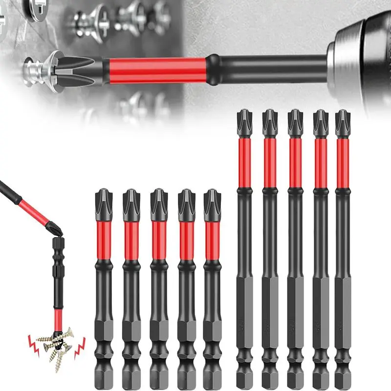 FPH2 High Precision Impact Screwdriver Bit Set, S2 Steel 5pcs 65mm & 5pcs 110mm 1/4 Inch Hex Shank Magnetic Bits (Cross Slot, Flat-Head), for Electricians & Cordless Drills, Ideal for Circuit Breakers