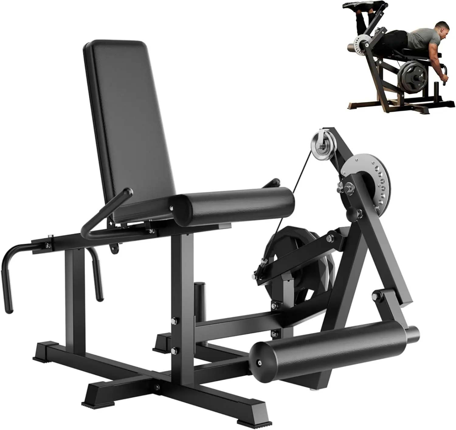 Professional 2-in-1 Leg Extension & Prone Leg Curl Machine for Home Gym, Heavy Duty Strength Training Station (700 lbs Load), Seated & Lying Leg Machine Fits 1" & 2" Plates, Adjustable Ergonomic Quad & Hamstring Trainer, Space-Saving