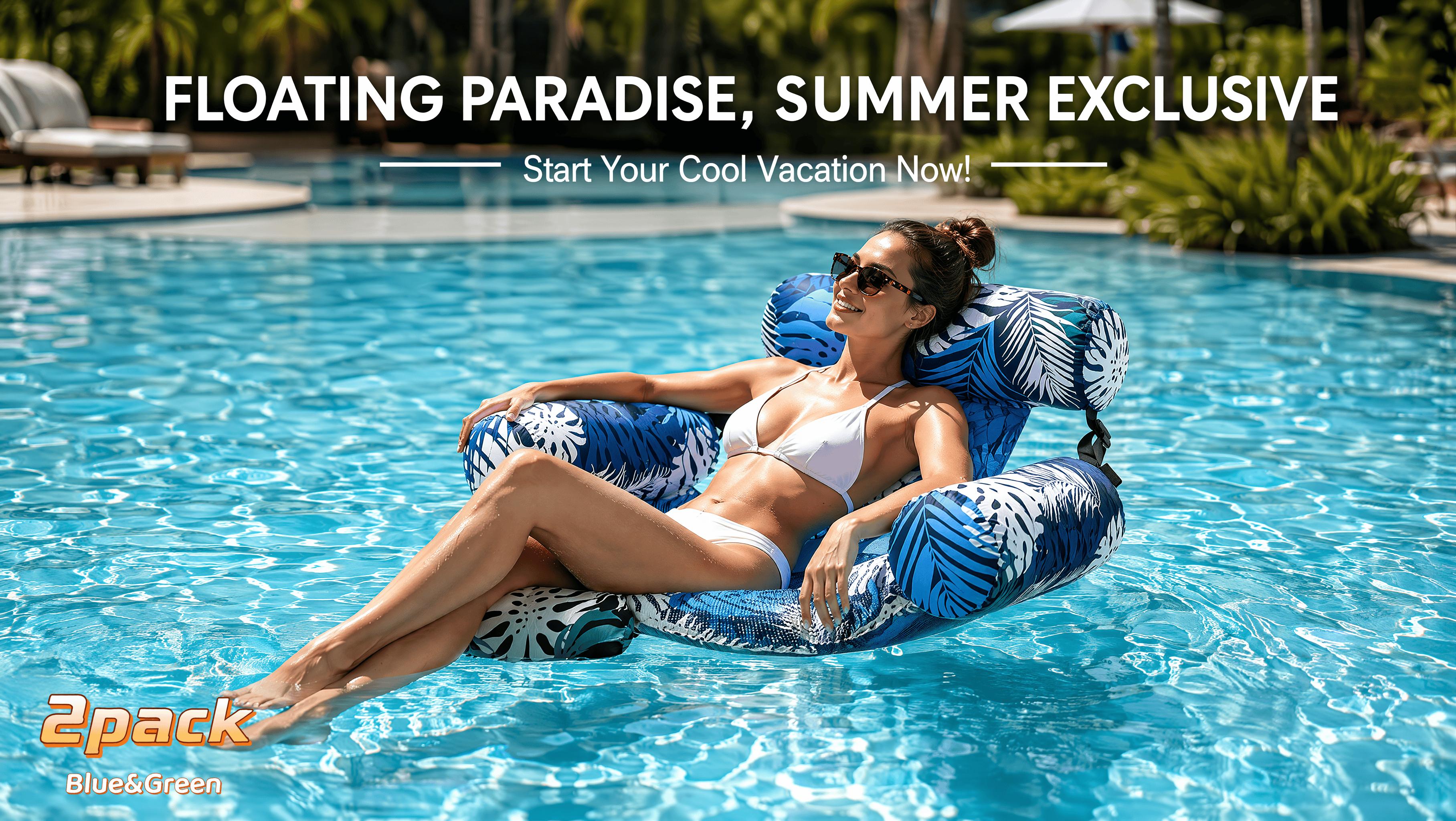 2-Pack Inflatable Pool Hammock Lounger, Floating Chair with Ergonomic Backrest, Adult Water Float Seat for Pool Lake Beach, Lightweight Foldable Lounge for Summer Hangouts & All Day Water Comfort, Pool Floats, Floats For Pool