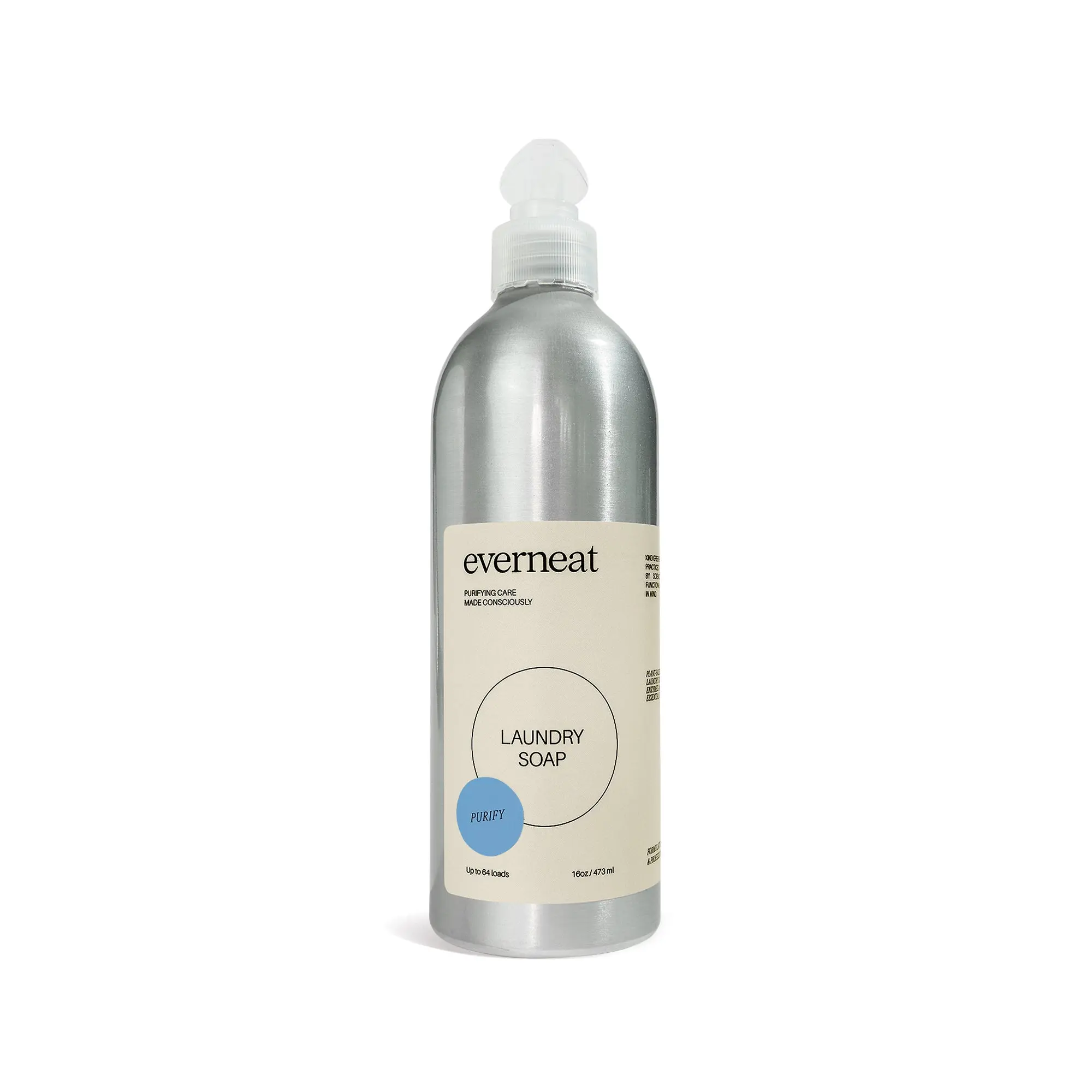 Everneat Concentrated Laundry Soap Refill (64 loads): Natural Liquid Detergent | Non-Toxic, Baby-Safe | Stain Remover for Clothes | HE Compatible | Plant-Based, Enzyme Cleaning
