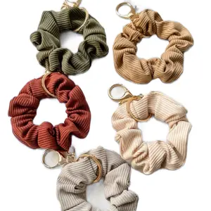 Solid colored scrunchie keychain, Soft stretchy scrunchie wristlet bracelet keychain