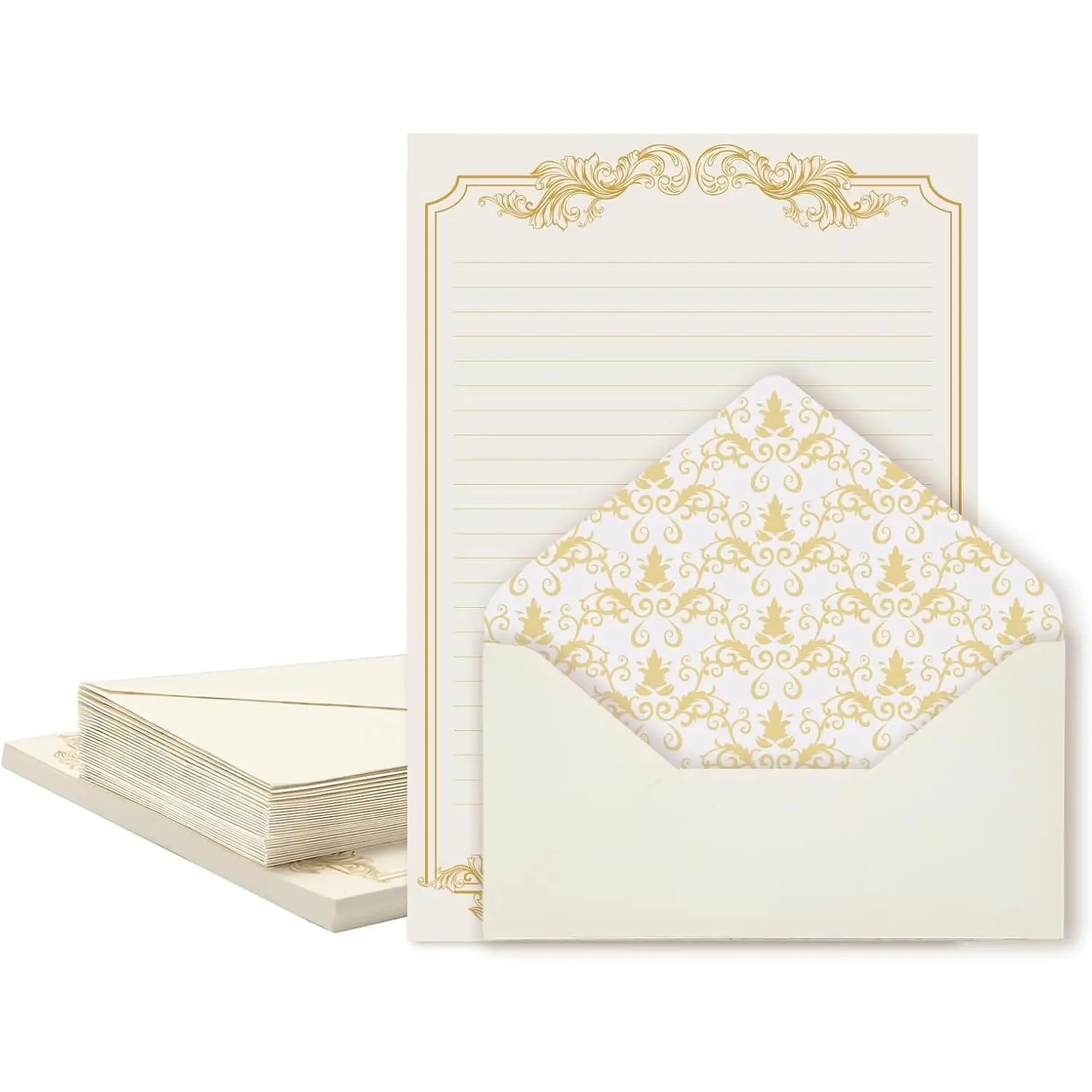 90 count Stationery Set with Envelopes (60 -Style Paper Sheets + 30 Envelopes),  Border Letter Writing Paper and Envelopes for Love Letter, Party Invitations
