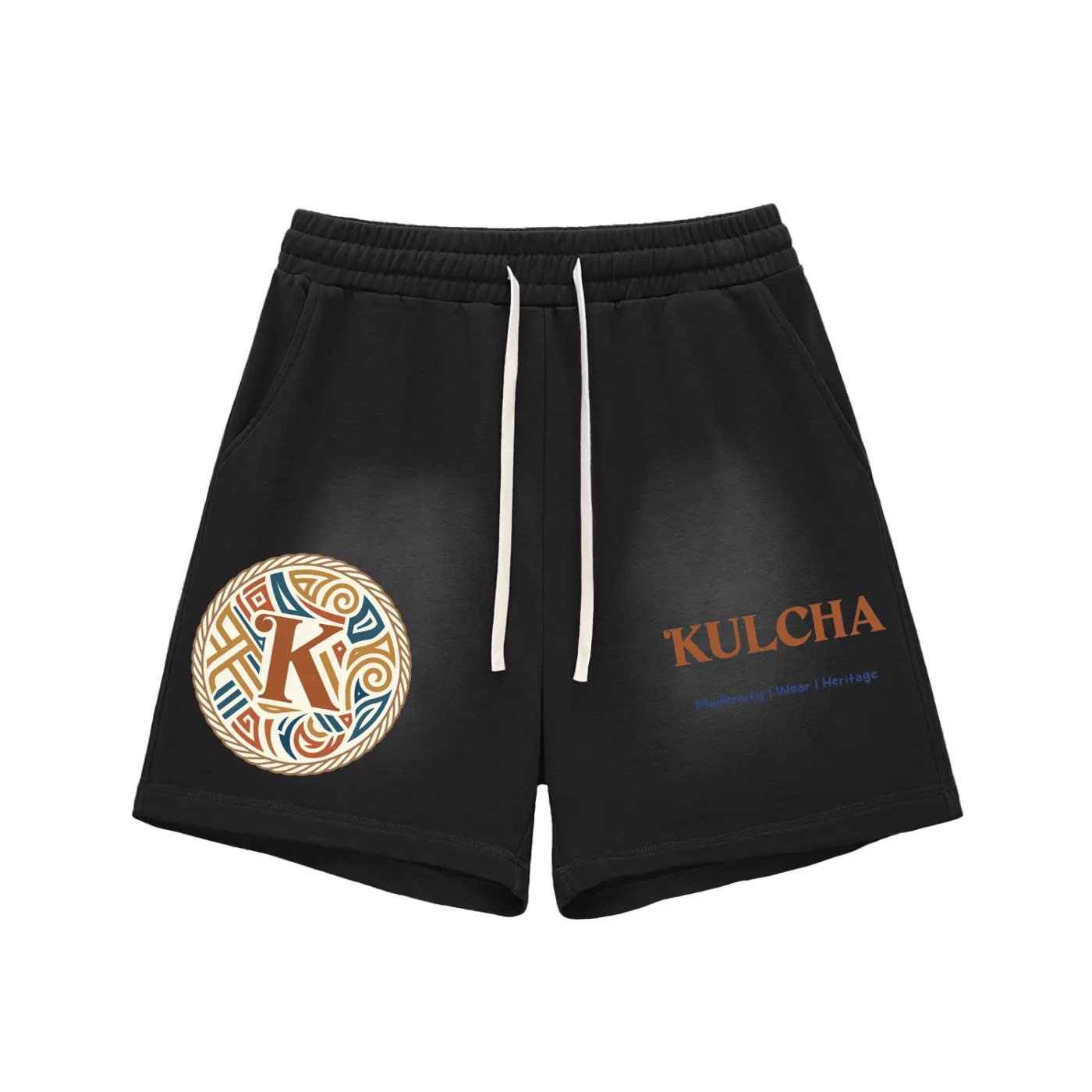 Kulcha-Sun Fade Raw Edge Cotton Shorts