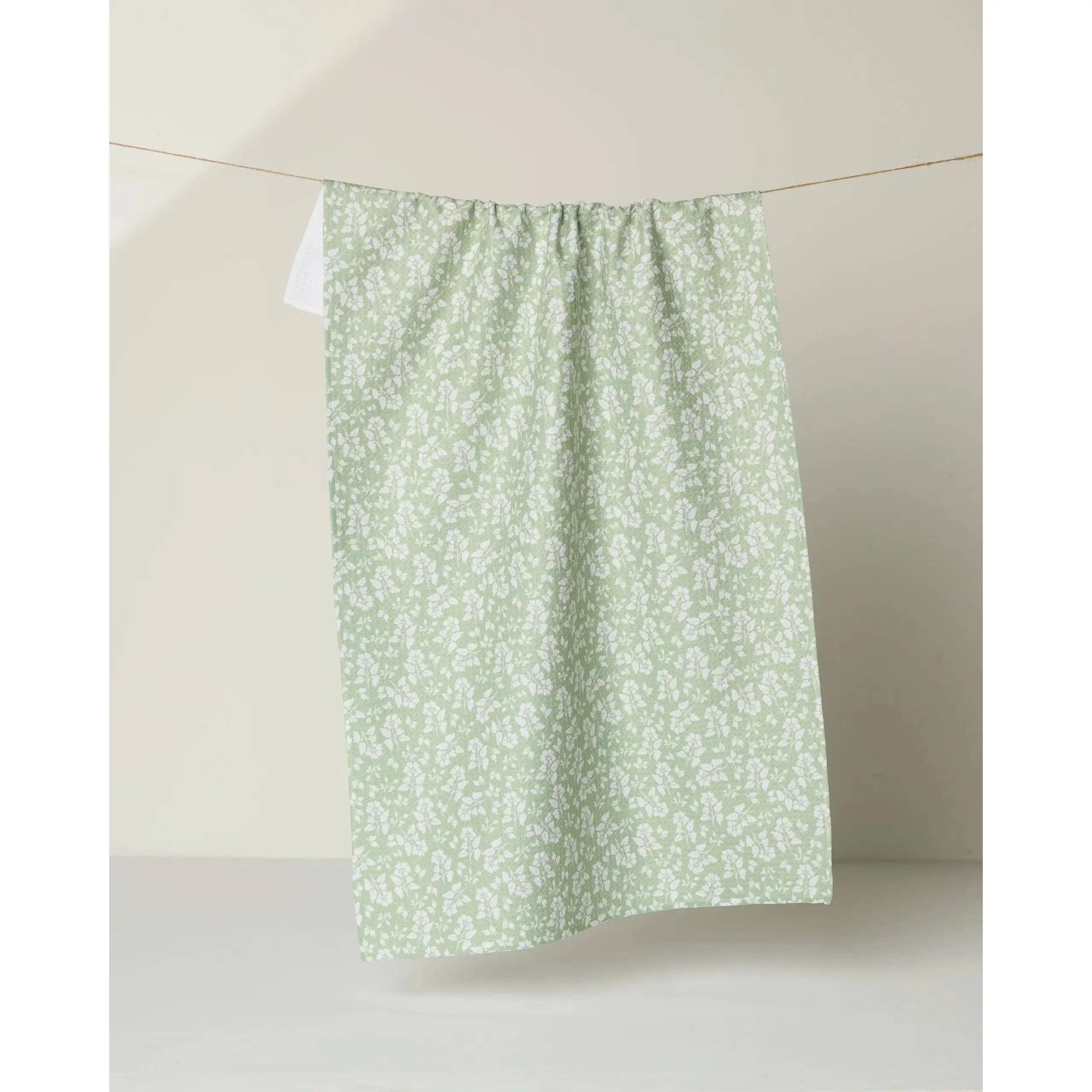Geoweave™ Sage Geometry Print Rectangular Kitchen Tea Towel - Multifunctional, Water-Absorbent, Quick-Drying, Washable Home Spill Cleanup Towel