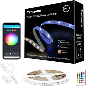 RGBWW Smart LED Strip Lights, 32.8ft Tunable White 3000K to 6500K+RGB WiFi Led Light Strips Work with Alexa Google, Music Sync Color Changing Indoor Rope Lights for Kitchen, Room, Cabinet