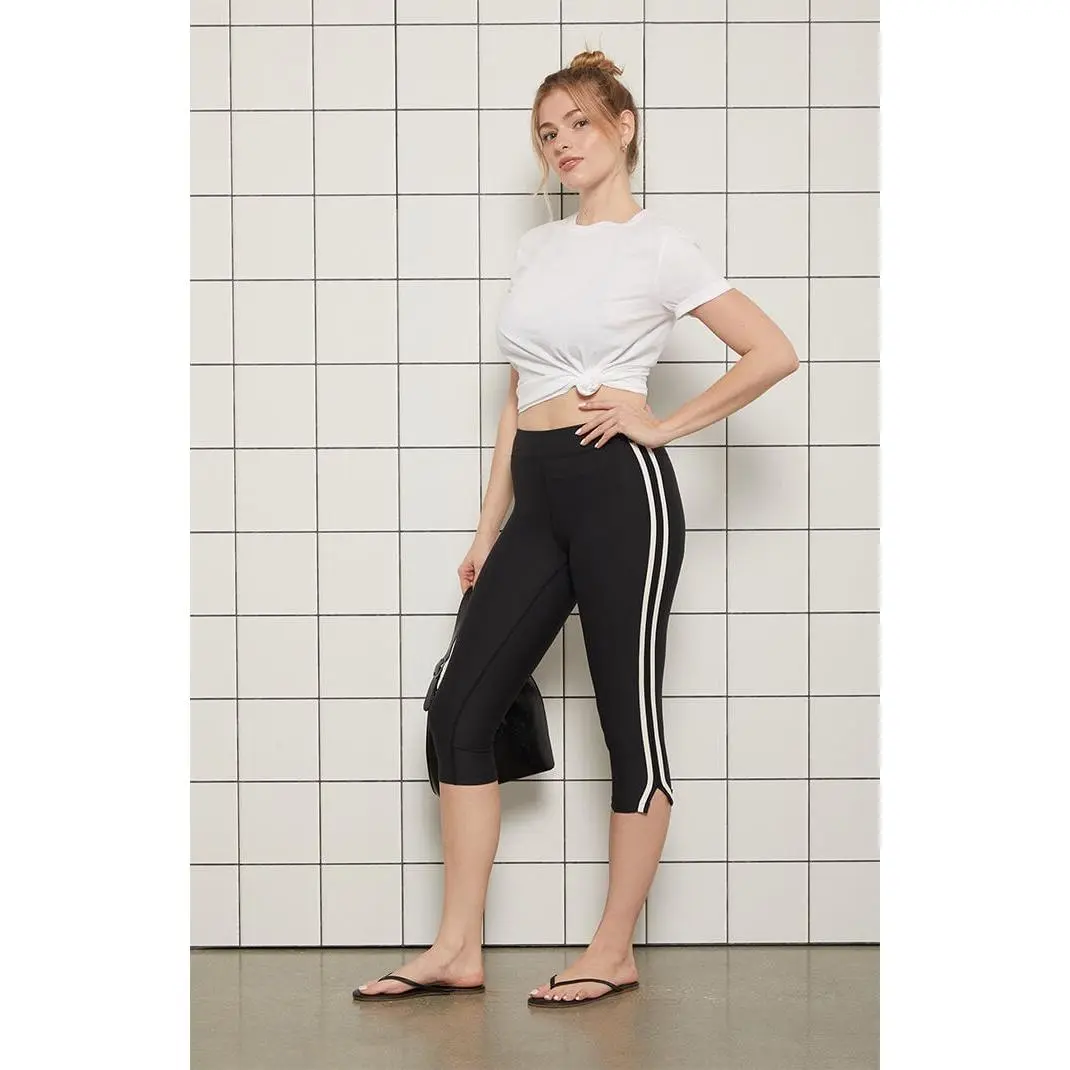 PAC 1980 Women's PAC WHISPER Active Monico Stripe Capri Leggings
