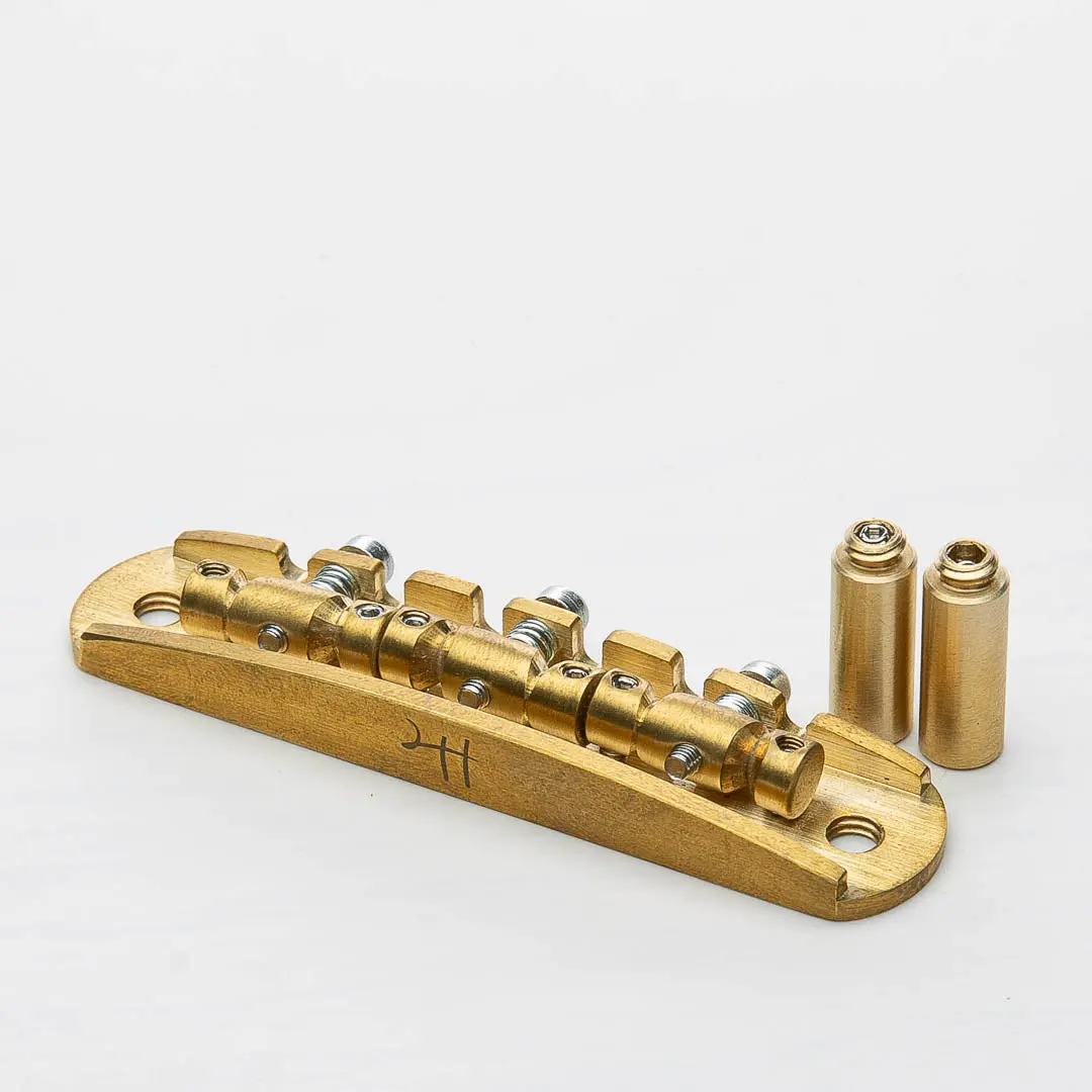 Halon Full Brass Offset Bridge - Tone-Enhancing Guitar Hardware with Metric String Saddles, Machined