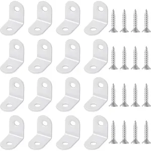 20 count Small Right Angle Bracket White Corner Brace L Shape Shelf Bracket 90  Metal Brace Decorative Joint Angle Support with Screws for Shelves Furniture Cabinet