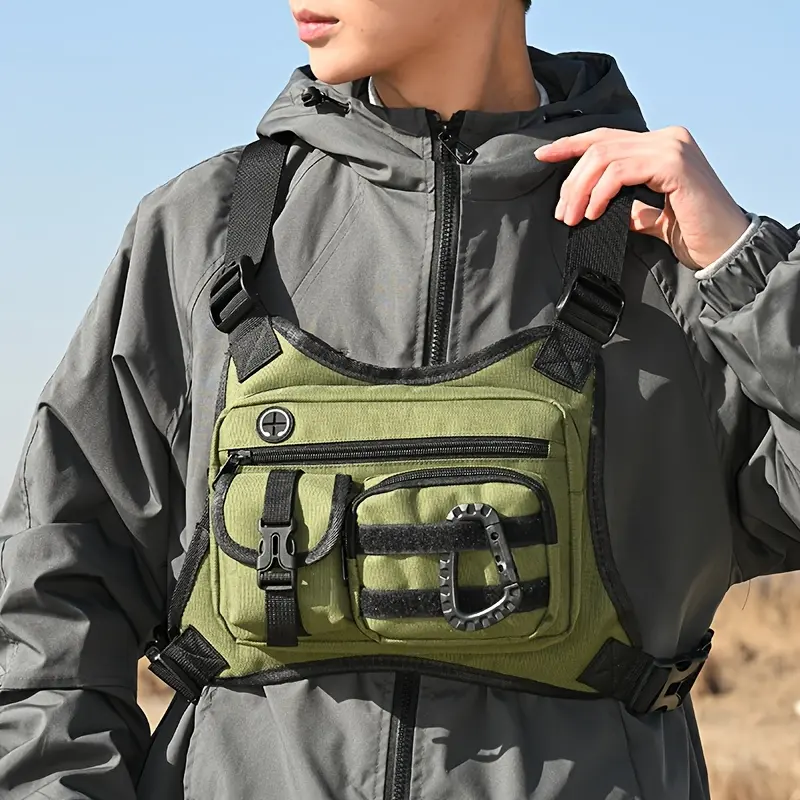Unisex Multi functional Multi bag Outdoor Breast Bag Equipped with Adjustable Shoulder Straps and Multiple Storage Bags Made of Waterproof and Wear resistant Nylon Suitable for Sports Fitness and Daily Commuting
