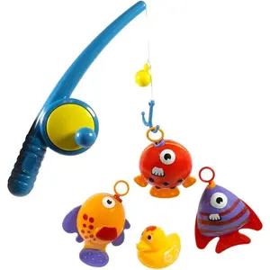 Realistic Hook and Reel Fishing Toy for Bathtub | Baby Bath Toy Fishing Set | Pool Playset with a Fishing Rod, 3 Fishes & a Ducky for Kids Ages 3+