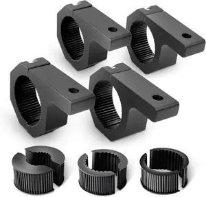 Nilight 90020D 4PCS Aluminum Alloy LED Off-Road Light Mounting Bracket Kit, Black Horizontal Bar Tube Clamp Roof Roll Cage Holder, Vibration-Proof, Pre-Drilled Holes, Multi-Size Fit, 2-Year Warranty, for ATVs/Jeeps, Outdoor Installation