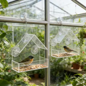 Viral Crystal Clear Window Bird Feeder with 3 Strong Suction Cups for Up-Close Wild Bird Watching – Perfect Garden Gift for Kids and Seniors.