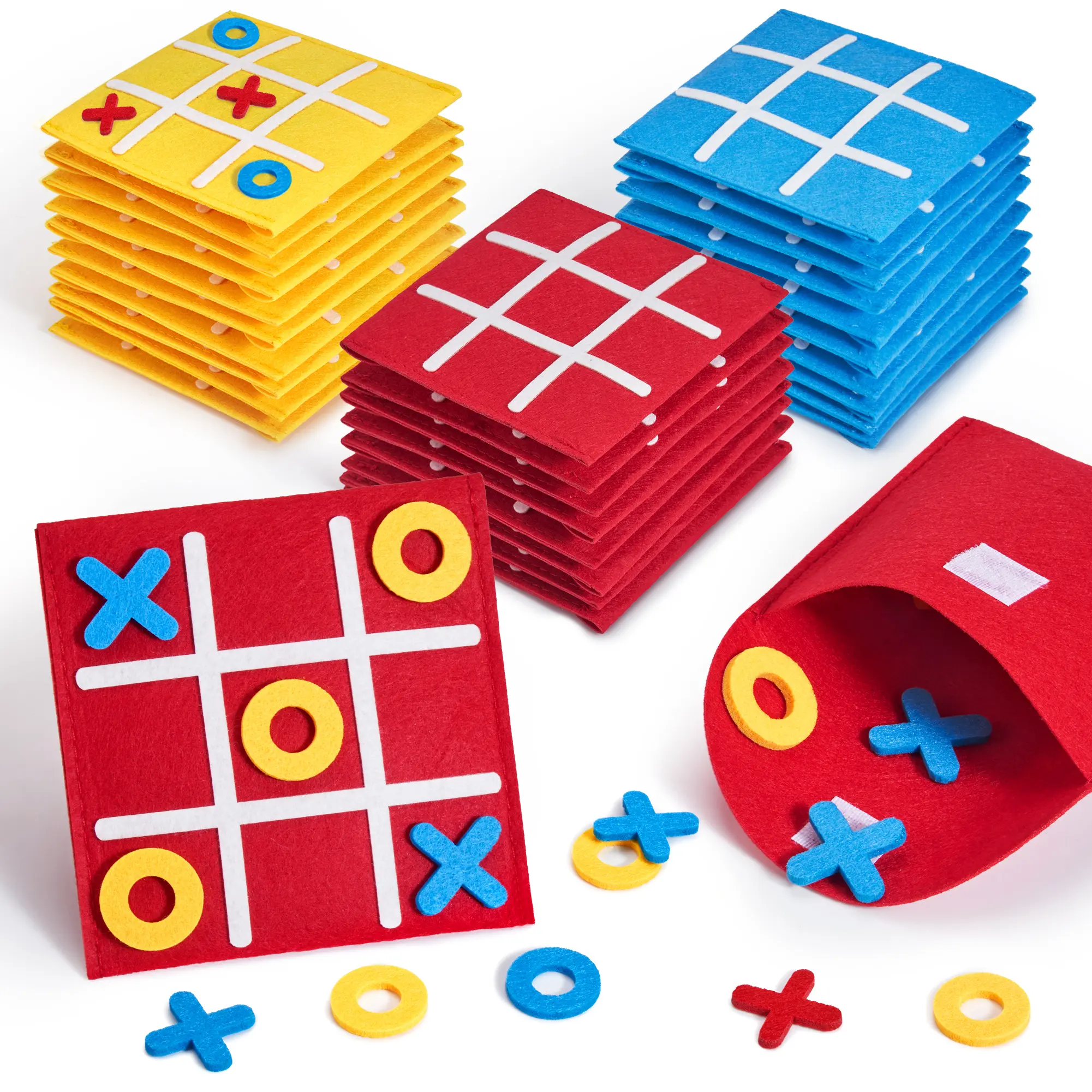 JoyCat Tic Tac Toe Party Favors for Kids, Felt Travel Board Games with Storage Pouch, Classroom Prizes, Goodie Bag Stuffers, Birthday Gifts for Students