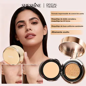 【B】SHESHINE NOVO-Cushion BB + Polvo Compacto 2-en-1 Base de Maquillaje con Protección Solar SPF 35+ y Ácido Hialurónico para Piel Radiante y Control de Brillo en 30 Segundos SHESHINE2002