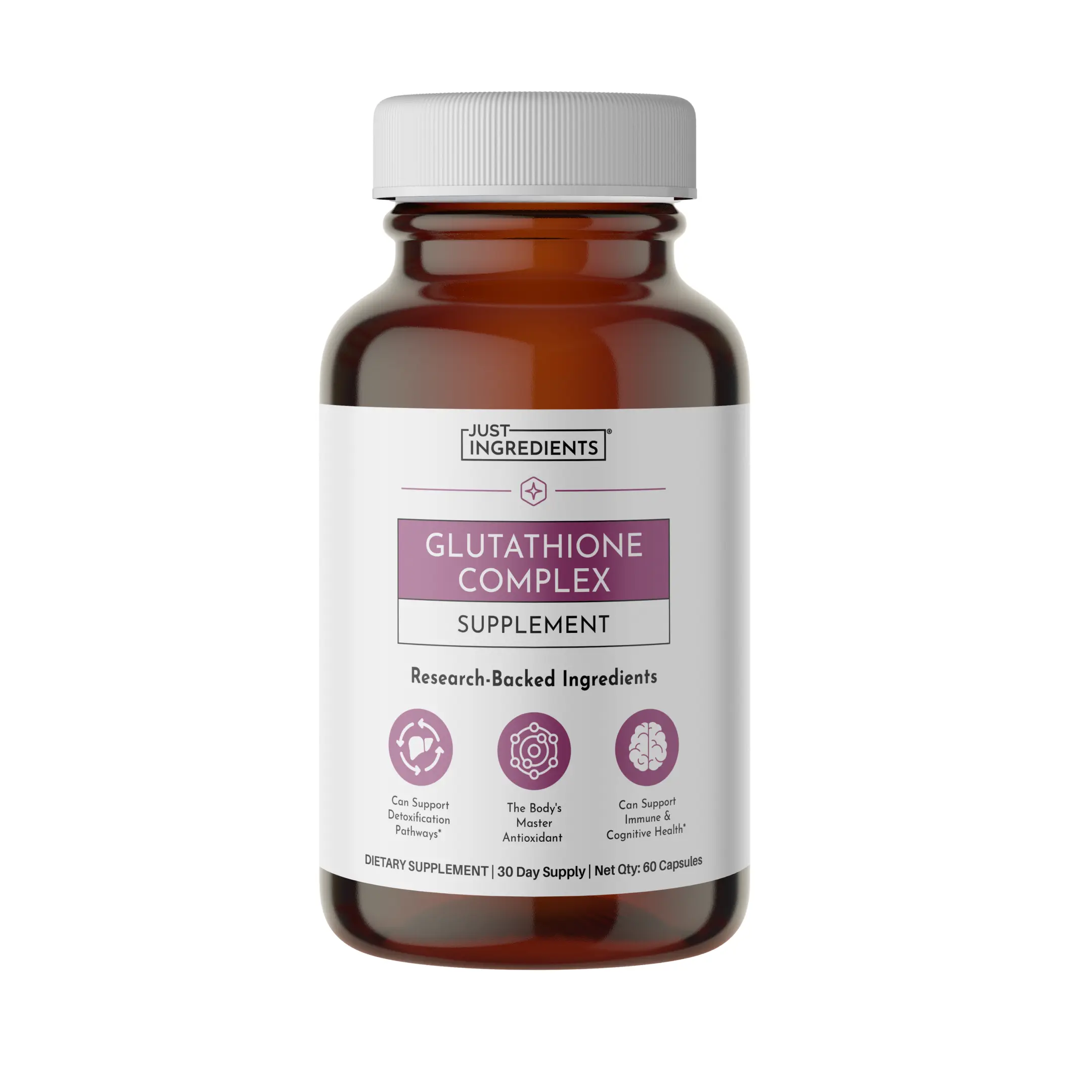 Just Ingredients Glutathione Complex – 60-Capsule Supplement with Liposomal, S-Acetyl-L-Glutathione & CoreBiome Tributyrin – Supports Antioxidant Defense, Detoxification & Cellular Health*
