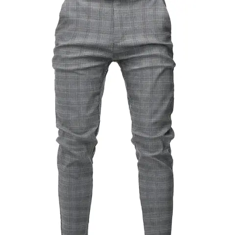 Men's Plaid Fashion Suit Pants, High Elastic Comfort Long Pants, All-Season Breathable Versatile Men's Trousers, Casual Fitted Trousers, Business Casual Bottoms, Business Casual Style