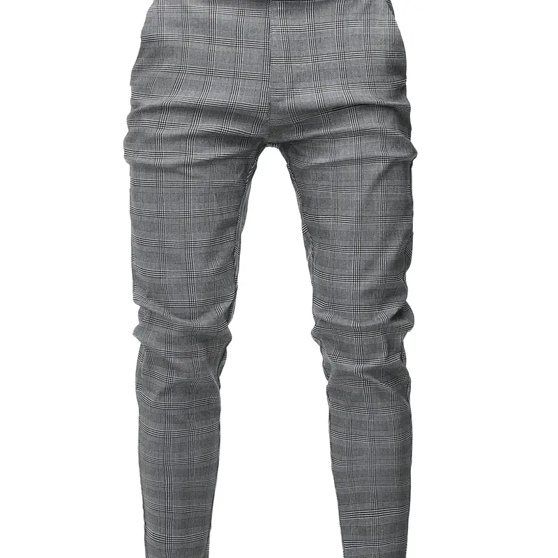 Men's Plaid Fashion Suit Pants, High Elastic Comfort Long Pants, All-Season Breathable Versatile Men's Trousers, Casual Fitted Trousers, Business Casual Bottoms, Business Casual Style