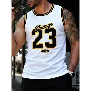 Men's Embroidered Basketball Jersey,Lightweight Jersey,Embroidery Basketball Jersey,Regular Fit Casual Sleeveless Round Neck Basketball Vest,Chicago#23 Sportswear,Men's Summer Clothes for Training Competition, Sports Top, Gym Workout Tops, Sports Apparel