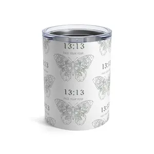 White Tumbler 10oz, Angel Number 1313 Face Your Fears, Numerology Gift, Positive Energy Cup, Manifestation Gift, Law of Attraction Gift