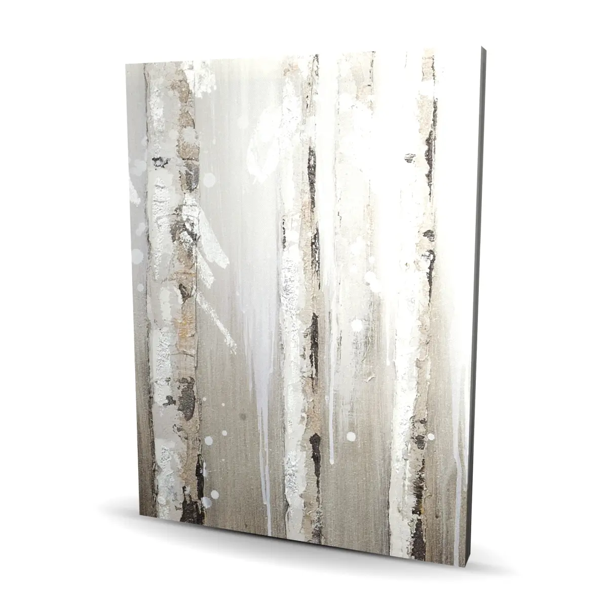 360 stand High-Def Artistic White Birch Tree Landscape Poster & Print, 36x48 in. Gray Background Rustic Nature Decoration for Room Wall, Outdoors Home Decor Gift-Worthy Artwork, Forest-Themed Wall Arts, Landscape Wall Arts