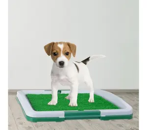 Dog Grass Pad with Tray, Indoor/Outdoor Puppy Potty Training Toilet, Reusable Artificial Grass Turf for Small to Medium Dogs