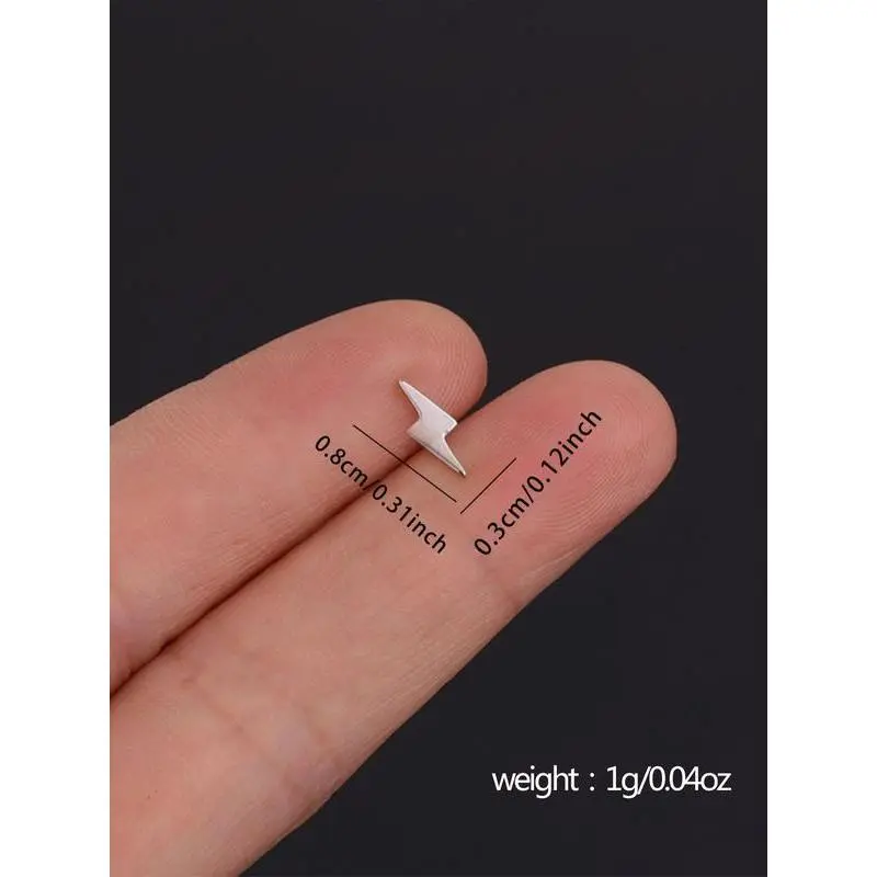 Minimalist Lightning Design Stud Earrings, Stainless Steel Trendy Matching Stud Earrings, Fashion Jewelry Accessories for MenGift Minimalist Lightning Design Stud Earrings, Stainless Steel Trendy Matching Stud Earrings, Fashion Jewelry Accessories for MenGift