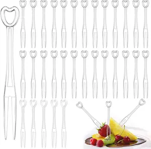 300PCS Disposable Plastic Fruit Forks, Mini Cake Forks Tasting Appetizer Cocktail Forks Picks Small Dessert Food Picks Sticks Pack Decor