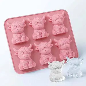 New Cute Bunny Silicone Mold Highland Cow Silicon Mould, Reusable Mold, Silicone Baking Molds, Perfect for Baking & Cooking, High-Quality Material, Easy to Use