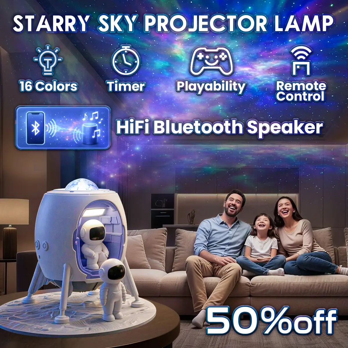 Gen 2 Moon Rover Astronaut Galaxy Projector Night Light, Bluetooth Space Star Projector with Remote & Timer, LED Nebula Ceiling Light for Kids Room, Bedroom Decor, Aesthetic Light, Valentine’s Day & Christmas Gift, Space Lovers, Couples, Romantic Light Ad