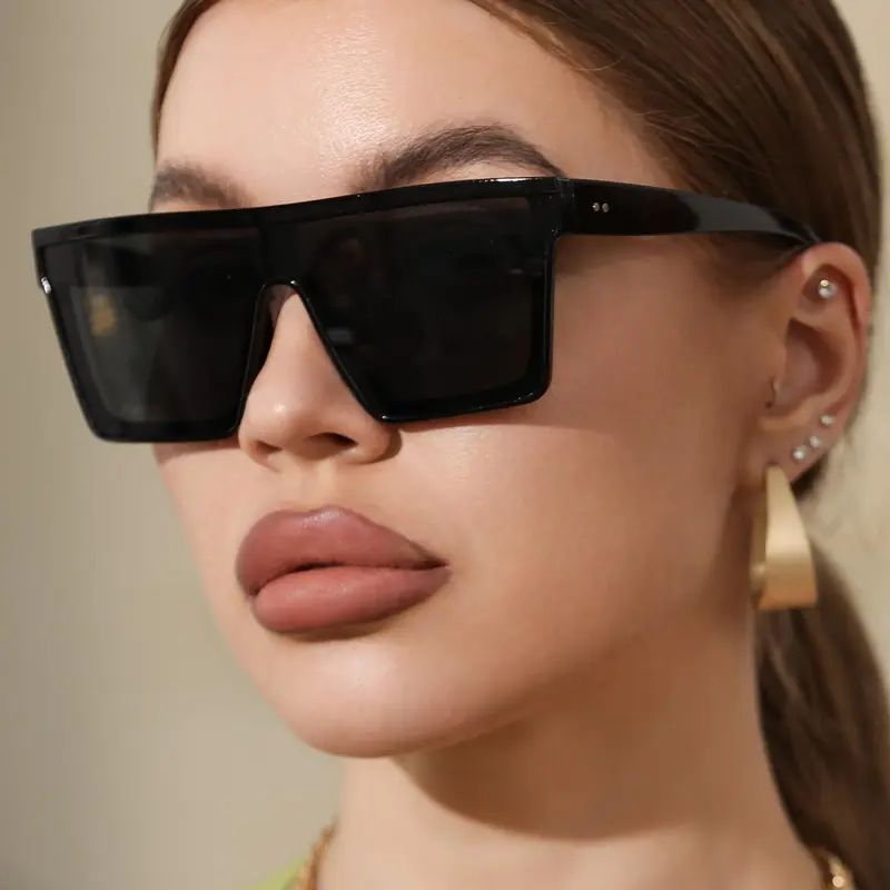 Unisex Simple Style Plain Color Sunglasses, Trendy Casual Full Rim Sunglasses for Everyday Use, Fashion Accessories for Outdoor Activities, Trendy Beach Eyewear, Trendy Shades
