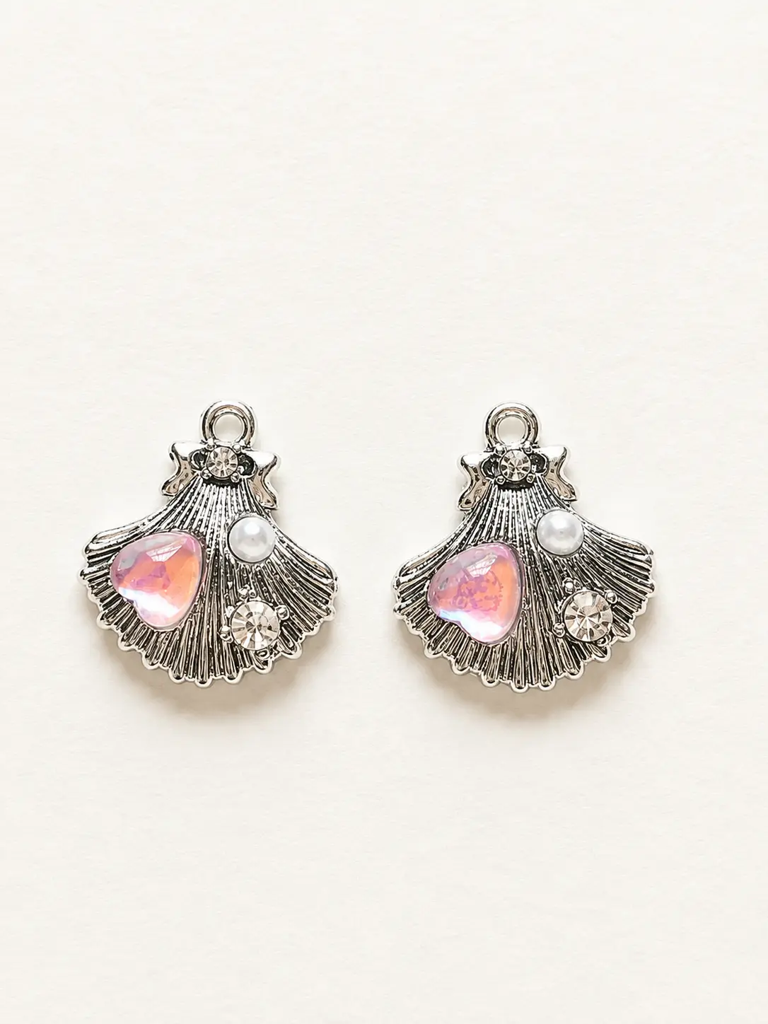 Silver Shell Charm Earrings – Pink with a Purpose