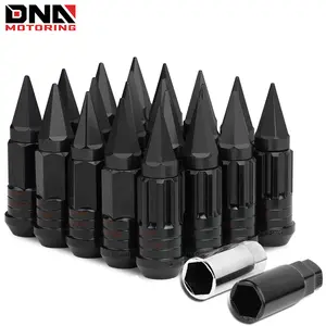 Spiky Cap Steel Spline Style 16 Rim Lug+4 Lock Nut+Key M12X1.5 22mmx75mm