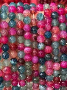 8mm Natural Stone Colorful Dragon Pattern Agate Beads, Hole Design for Stringing, DIY Jewelry Accessories, Craft Supplies, Decorative Beads