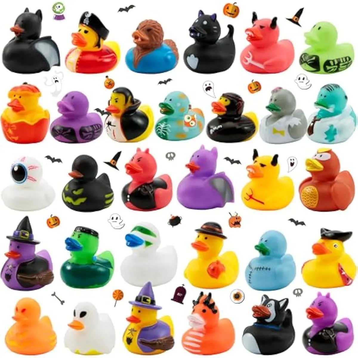 Halloween Rubber Duck Surprise Toy Set, Holiday CountDown to Halloween, Advent Calendar Toys for Kids Party Favor Supply, Trick or Treating