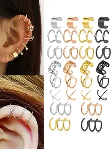 2Pcs Ear Cuff Criss Cross Double Lines Ear Cuffs Non Piercing Minimalist Fake Helix Earcuff Cartilage Earring Hypoallergenic Stainless Steel Hypoallergenic Earrings