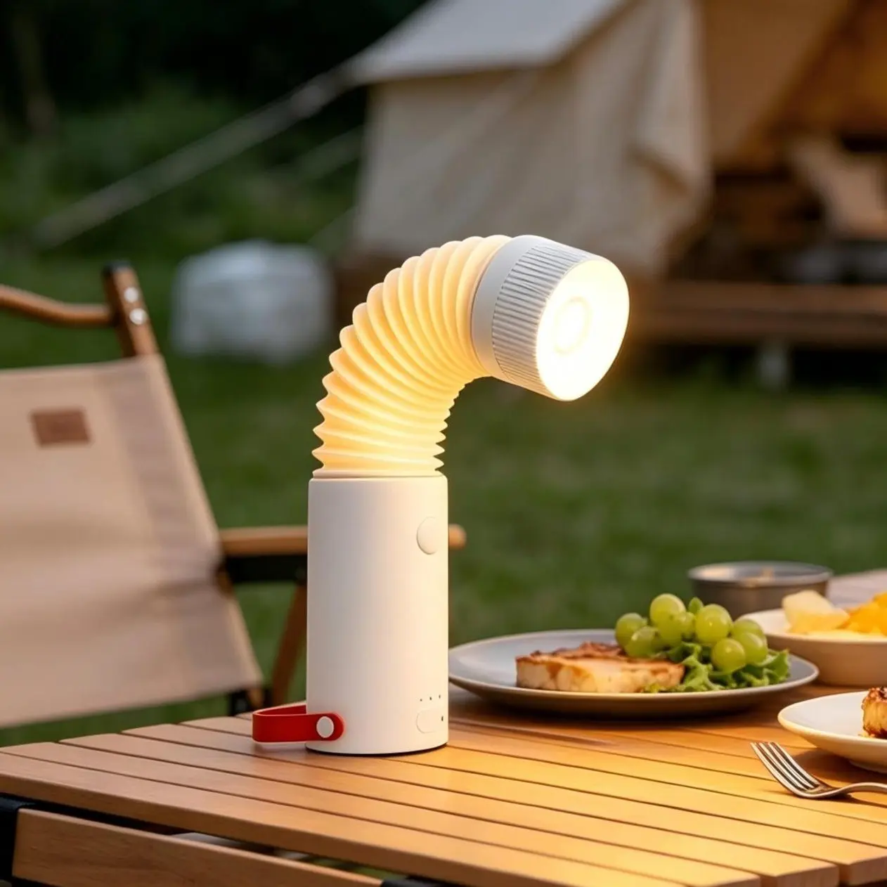 2-in-1 LED Flashlight & Warm Night Lamp, 3 Strong Magnets Retractable Shade Rechargeable Desk Camping Light
