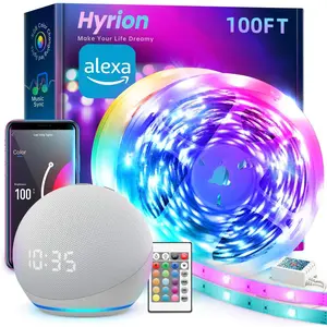 LED Lights for Bedroom 100ft, Voice Control Strip Lights with Alexa and Google Assistant, RGB Color Changing, Music Sync WI-FI Led Lighting with App Controlled for Room Decor(2 * 51ft)