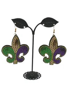 Sequin fleur-de-lis earrings