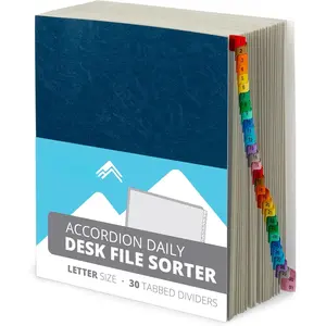 Expanding 1-31 Desk File Sorter, 31 Day Accordion File Organizer, Letter Size Document Sorter and Tickler Folder,