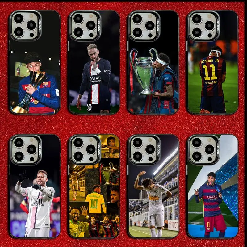 Football N-Neymar Phone Case For iPhone 17 Air 16 15 14 13 12 11 Pro Max Plus Samsung S26 S25 S24 S23 S22 Plus Ultra Gray Matte Silicone Black Cover, Smartphone, Handheld, Cellphone, Protector, Colorful