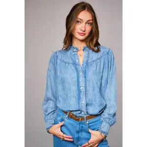 Blue B Denim Ruffle Shirt